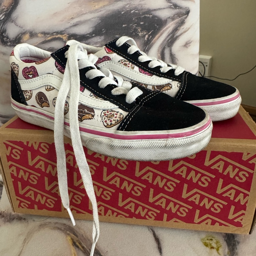 Vans Black and White Sneakers with Heart Accents